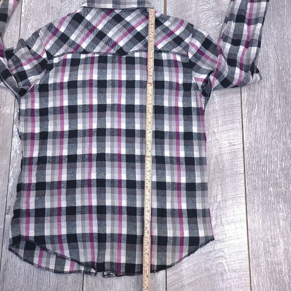 Fox Racing Shirt Womens Medium Pearl Snap Flannel Plaid Motocross Western - Picture 7 of 10